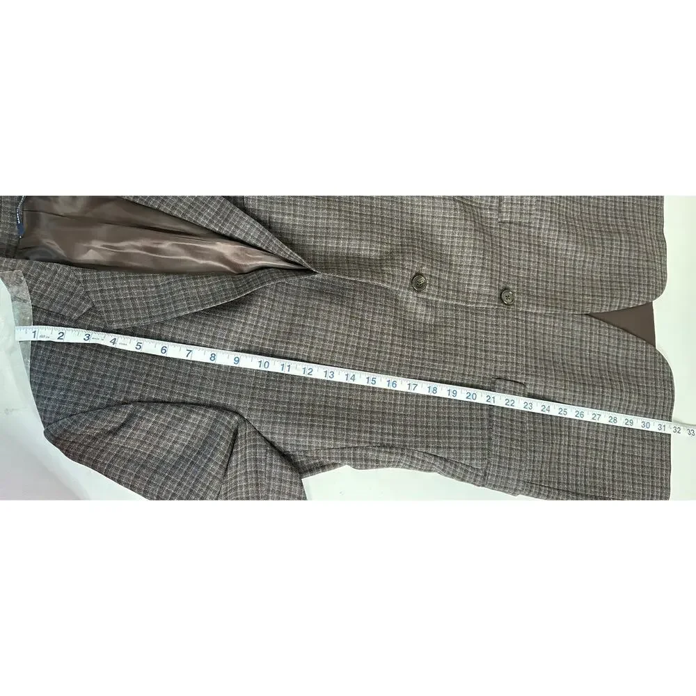 Ralph by Ralph Lauren Blazer Jacket Mens 42R Slim Fit Brown Blue Check Lined